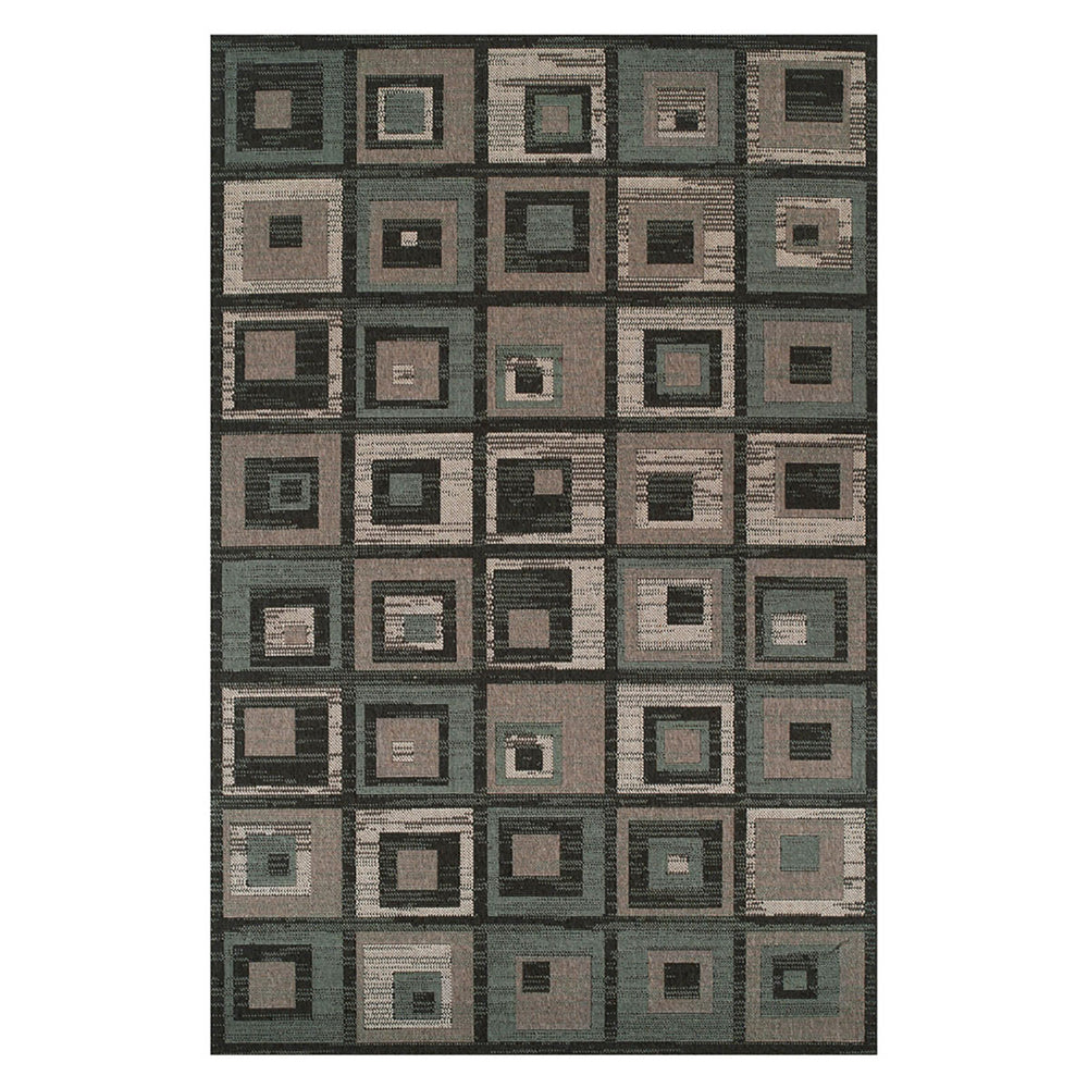 Homeroots 8' X 10' Color Block Beige And Teal Checkered Stain Resistant Area Rug  Polypropylene 486872