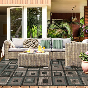 HomeRoots 5' Blue and Beige Checkered Area Rug – Durable, Stain-Resistant Design for High-Traffic Spaces 8' X 10' 486872