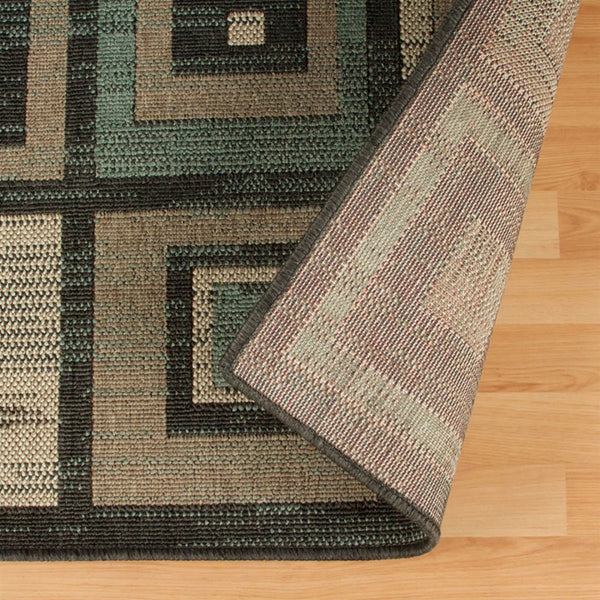 HomeRoots 5' Blue and Beige Checkered Area Rug – Durable, Stain-Resistant Design for High-Traffic Spaces 8' X 10' 486872