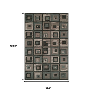 HomeRoots 5' Blue and Beige Checkered Area Rug – Durable, Stain-Resistant Design for High-Traffic Spaces 8' X 10' 486872