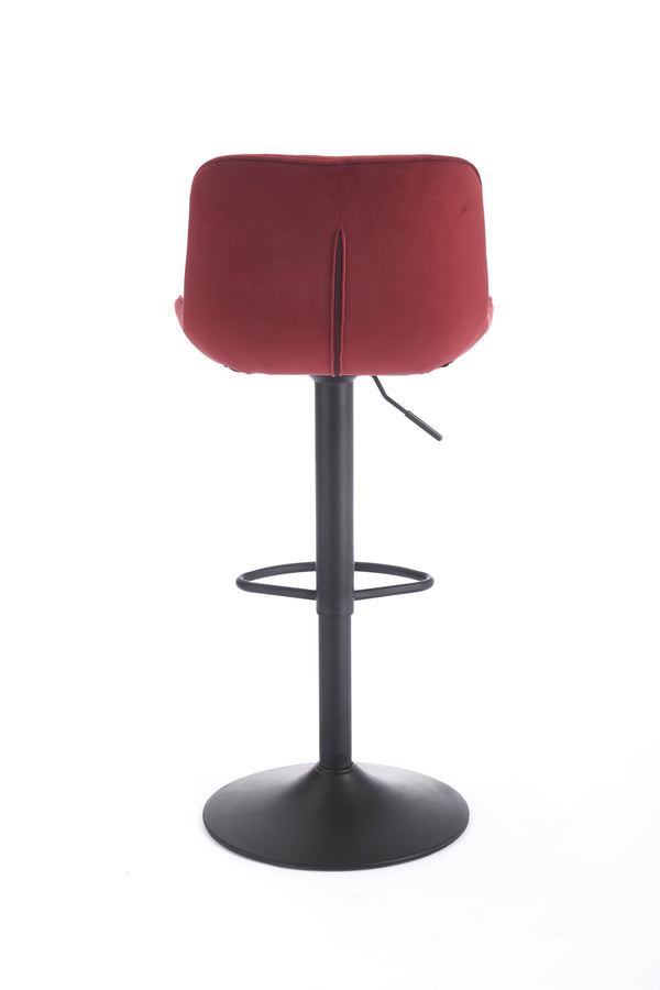 English Elm Chrome Velvet Swivel Bar Stool Set of 2 — Height Adjustable, 360° Rotating Footrest, Red Upholstery W1249P253969