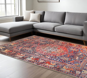 HomeRoots 6' Transitional Medallion Area Rug in Rich Brown, Black & Brick Red - Durable & Easy Care Design 8' X 10' 486885