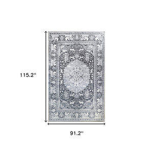 Homeroots 7' X 9' Charcoal Medallion Stain Resistant Area Rug  Polyester 486886