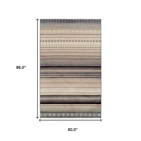 Homeroots 5' X 8' Gray Southwest Geometric Stain Resistant Area Rug  Polypropylene 486893