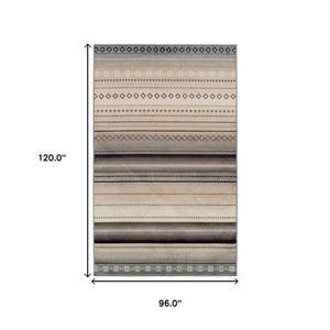 Homeroots 8' X 10' Gray Southwest Geometric Stain Resistant Area Rug  Polypropylene 486894