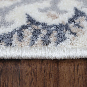 Homeroots 5' X 8' Ivory Geometric Medallion  Stain Resistant Area Rug  Microfiber 486897