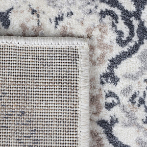 Homeroots 8' X 10' Ivory Geometric Medallion Stain Resistant Area Rug  Microfiber 486899