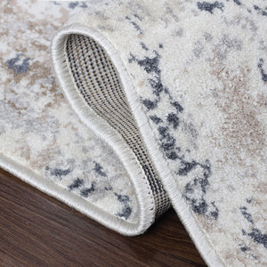 Homeroots 8' X 10' Ivory Geometric Medallion Stain Resistant Area Rug  Microfiber 486899