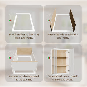 English Elm Maximize Narrow Spaces with Solid Wood Shaker Cabinet Soft Close Door Two Shelves W5662P465989
