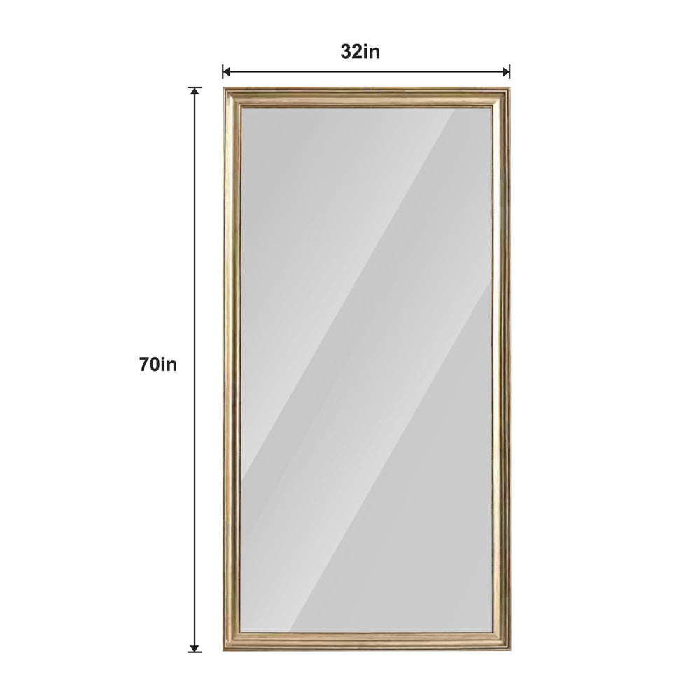 English Elm 32*70inch full-body mirror with faux wood frame, shatterproof backing, versatile mounting for home and store W2709P242465