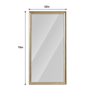 English Elm 32*70inch full-body mirror with faux wood frame, shatterproof backing, versatile mounting for home and store W2709P242465