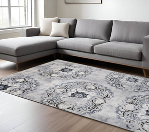 HomeRoots 8' Gray and Silver Geometric Area Rug - Stylish, Durable Design for Modern Living Spaces and Versatile Décor 8' X 10' 486900