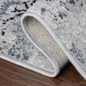 Homeroots 8' X 10' Silver And Gray Geometric Medallion Stain Resistant Area Rug  Microfiber 486900