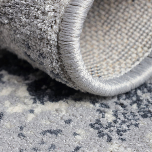 Homeroots 8' X 10' Silver And Gray Geometric Medallion Stain Resistant Area Rug  Microfiber 486900