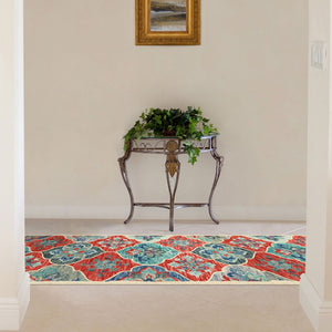 HomeRoots 8' Wool Geometric Hand-Tufted Runner Rug in Blue and Beige for Modern Hallways and High-Traffic Areas 8' Runner 486901