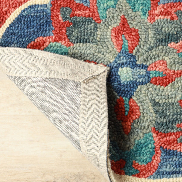 HomeRoots 8' Wool Geometric Hand-Tufted Runner Rug in Blue and Beige for Modern Hallways and High-Traffic Areas 8' Runner 486901