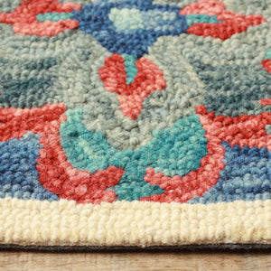 HomeRoots 8' Wool Geometric Hand-Tufted Runner Rug in Blue and Beige for Modern Hallways and High-Traffic Areas 8' Runner 486901