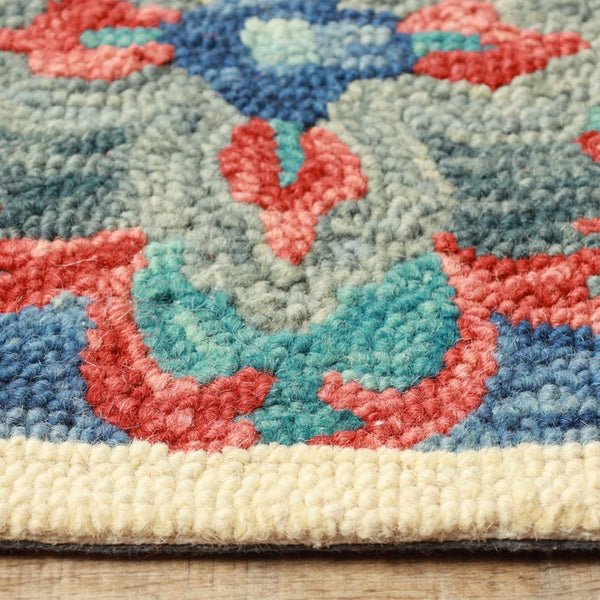 HomeRoots 8' Wool Geometric Hand-Tufted Runner Rug in Blue and Beige for Modern Hallways and High-Traffic Areas 8' Runner 486901