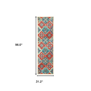 HomeRoots 8' Wool Geometric Hand-Tufted Runner Rug in Blue and Beige for Modern Hallways and High-Traffic Areas 8' Runner 486901