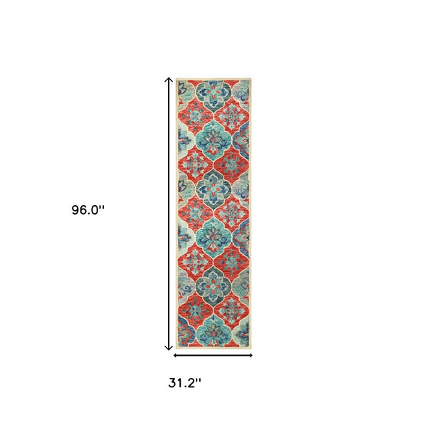HomeRoots 8' Wool Geometric Hand-Tufted Runner Rug in Blue and Beige for Modern Hallways and High-Traffic Areas 8' Runner 486901