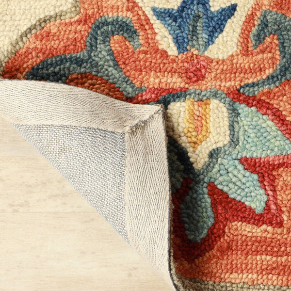 HomeRoots 8' Blue and Ivory Geometric Wool Runner Rug – Hand-Tufted Artisanal Design for Modern Spaces 8' Runner 486902