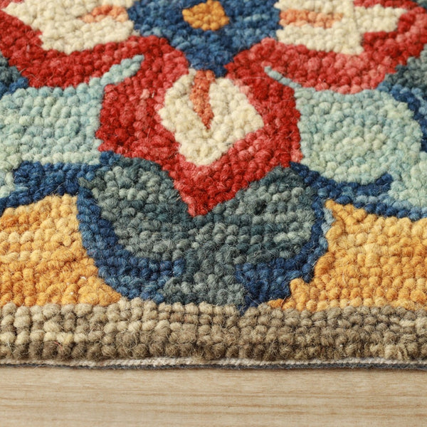 HomeRoots 8' Blue and Ivory Geometric Wool Runner Rug – Hand-Tufted Artisanal Design for Modern Spaces 8' Runner 486902