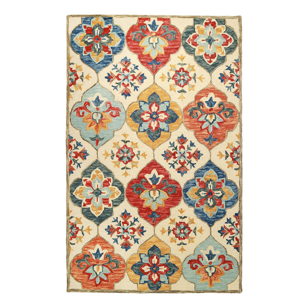 Homeroots 4' X 6' Cream And Rust Wool Geometric Tufted Stain Resistant Area Rug  Wool 486904