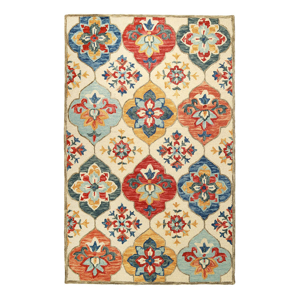 Homeroots 4' X 6' Cream And Rust Wool Geometric Tufted Stain Resistant Area Rug  Wool 486904