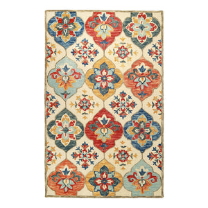 Homeroots 5' X 8' Cream And Rust Wool Geometric Tufted Stain Resistant Area Rug  Wool 486906
