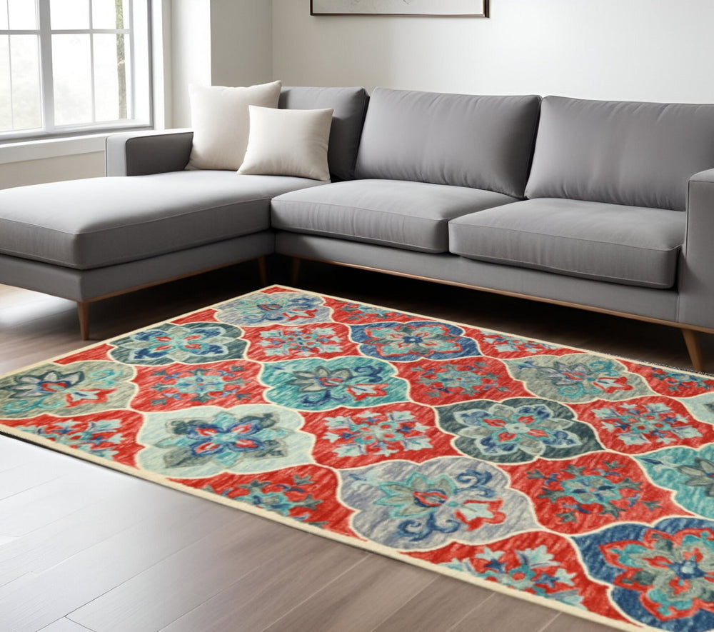 HomeRoots 8' Handcrafted Wool Geometric Area Rug in Blue and Beige – Cozy, Durable, and Stylish Home Accent 8' X 10' 486907