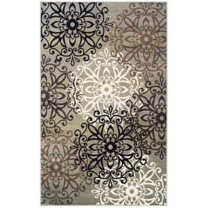 Homeroots 5' X 8' Blue And Gray Medallion Power Loom Stain Resistant Area Rug  Polypropylene 486934