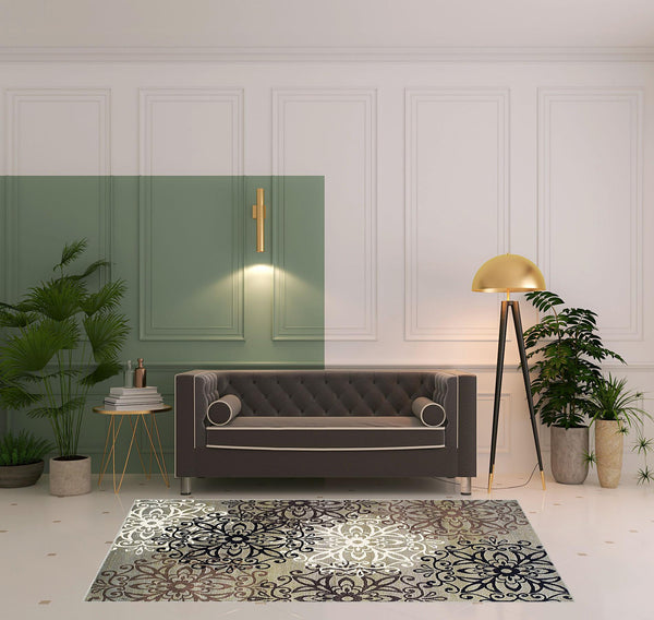 Homeroots 5' X 8' Blue And Gray Medallion Power Loom Stain Resistant Area Rug  Polypropylene 486934