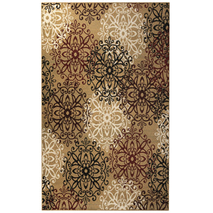Homeroots 5' X 8' Gold And Gray Medallion Power Loom Stain Resistant Area Rug  Polypropylene 486936