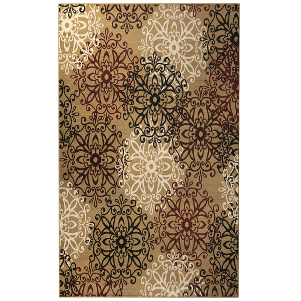 Homeroots 5' X 8' Gold And Gray Medallion Power Loom Stain Resistant Area Rug  Polypropylene 486936