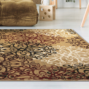 Homeroots 5' X 8' Gold And Gray Medallion Power Loom Stain Resistant Area Rug  Polypropylene 486936
