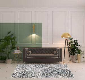 Homeroots 5' X 8' Oatmeal And Gray Medallion Power Loom Stain Resistant Area Rug  Polypropylene 486937