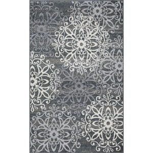 Homeroots 5' X 8' Slate And Gray Medallion Power Loom Stain Resistant Area Rug  Polypropylene 486938