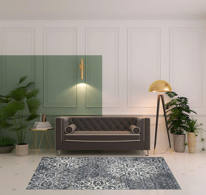 Homeroots 5' X 8' Slate And Gray Medallion Power Loom Stain Resistant Area Rug  Polypropylene 486938