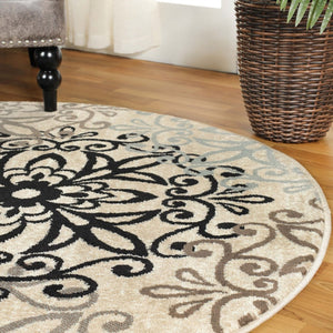 HomeRoots 8' Medallion Round Rug - Elegant Brown, Black & Gray Design for Stylish, Durable Home Décor Solutions 8' Round 486941