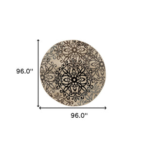 HomeRoots 8' Medallion Round Rug - Elegant Brown, Black & Gray Design for Stylish, Durable Home Décor Solutions 8' Round 486941