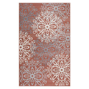 Homeroots 8' X 10' Ginger And Gray Medallion Power Loom Stain Resistant Area Rug  Polypropylene 486944