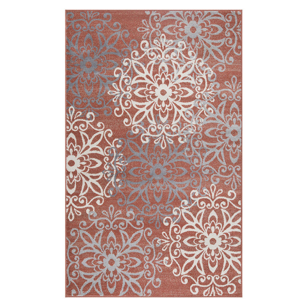 Homeroots 8' X 10' Ginger And Gray Medallion Power Loom Stain Resistant Area Rug  Polypropylene 486944