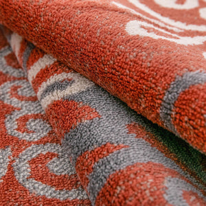 Homeroots 8' X 10' Ginger And Gray Medallion Power Loom Stain Resistant Area Rug  Polypropylene 486944