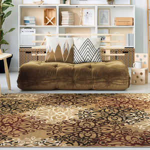 Homeroots 8' X 10' Gold And Gray Medallion Power Loom Stain Resistant Area Rug  Polypropylene 486945