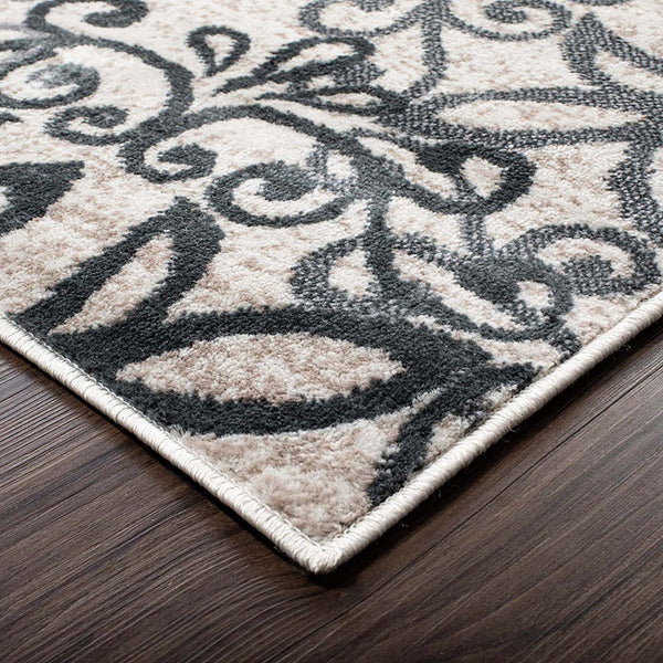 Homeroots 8' X 10' Oatmeal And Gray Medallion Power Loom Stain Resistant Area Rug  Polypropylene 486946