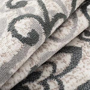 Homeroots 8' X 10' Oatmeal And Gray Medallion Power Loom Stain Resistant Area Rug  Polypropylene 486946