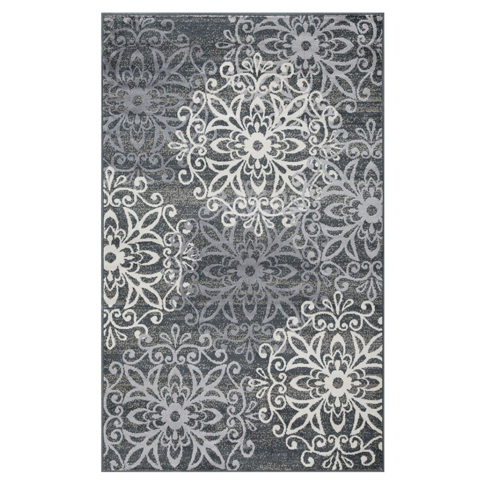 Homeroots 8' X 10' Slate Medallion Power Loom Stain Resistant Area Rug  Polypropylene 486947