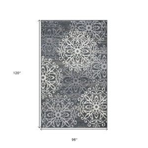 Homeroots 8' X 10' Slate Medallion Power Loom Stain Resistant Area Rug  Polypropylene 486947