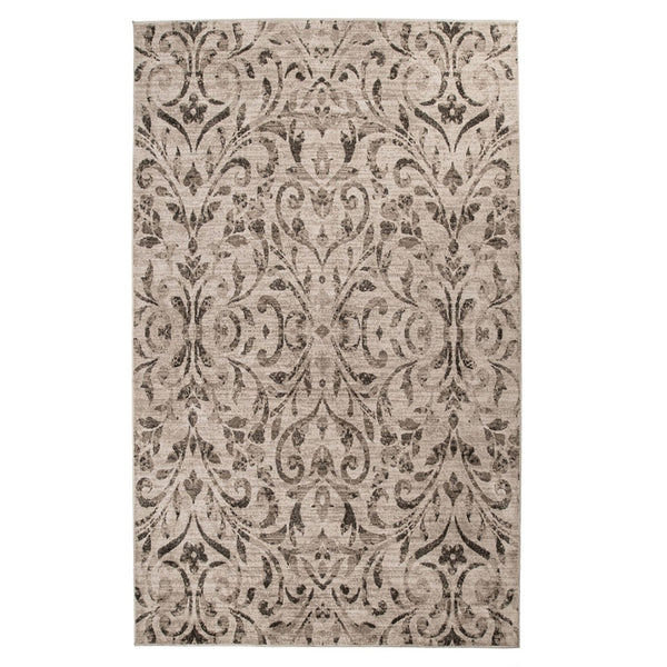 HomeRoots 8' Beige and Black Floral Vines Area Rug - Elegant, Durable Design for Living Spaces and Comfort 8' X 10' 486955