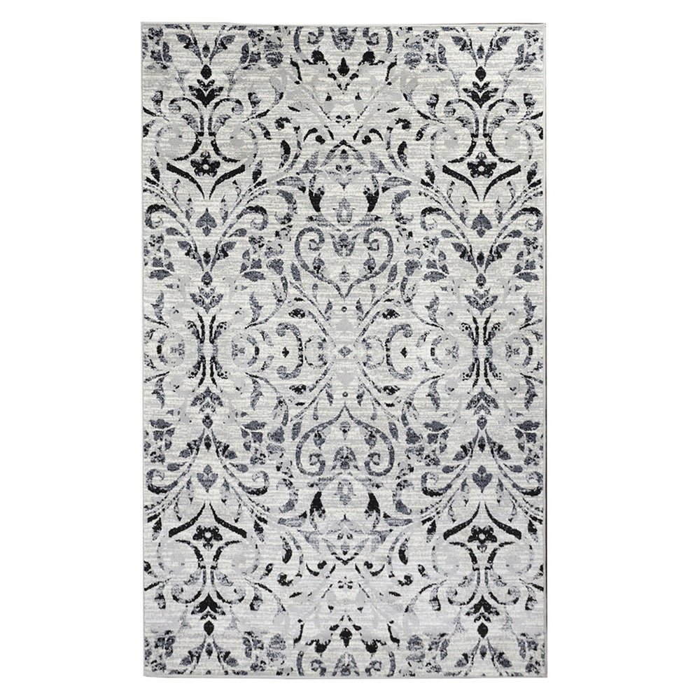 Homeroots 8' X 10' Platinum Floral Vines Power Loom Stain Resistant Area Rug  Microfiber 486956